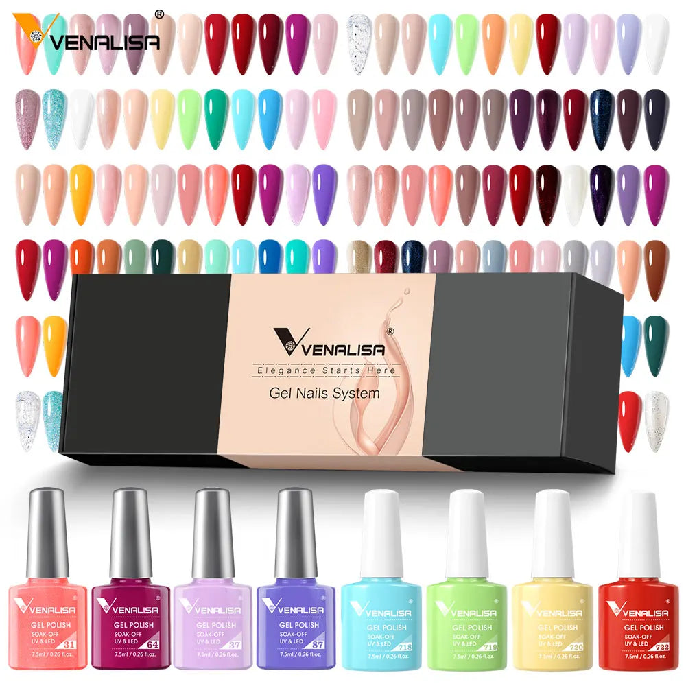 12pcs/kit Venalisa Nail Gel Polish Gift Set Elegant Nail Varnish Soak Off UV LED High Piment Glitter UV Gel System