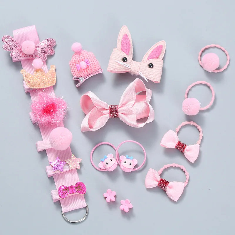 Manufacturer Direct Sale Gift Set 18pcs/bag Hair Tie Scrunchies Hair Ring Baby Hot Selling Hair Accessories Clip