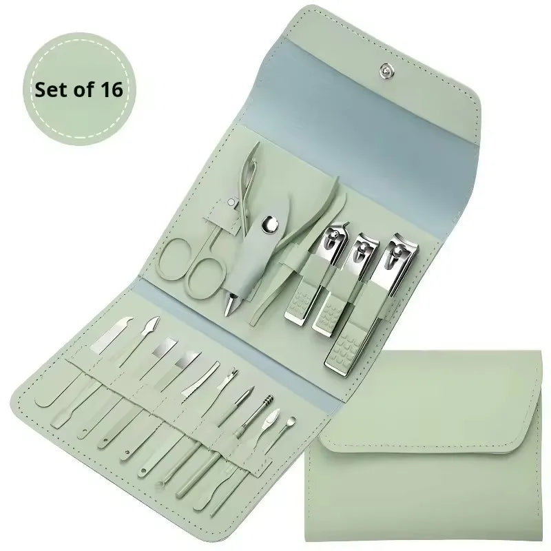 Wholesale Luxurious Stainless Steel Professional Manicure & Pedicure Nail Clipper Tools Gift Set Leather Case Durable Portable