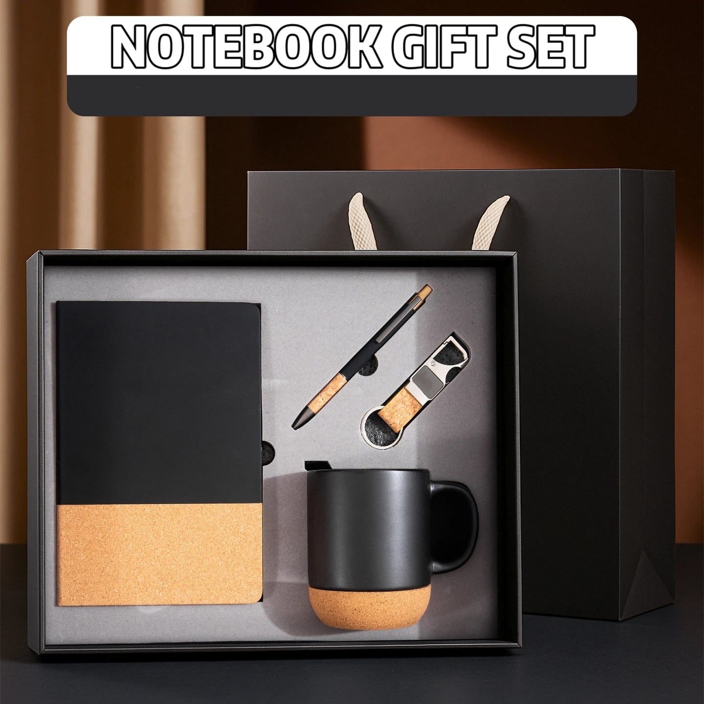Modern Chinese Minimalist Notebook Set Cork-Backed Vintage Journal