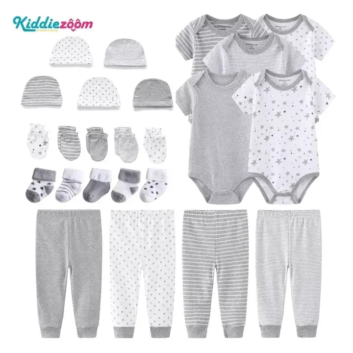 24 pcs  New Born Baby Clothes Sets Star Print Baby Boy Clothing Set 100%cotton Baby Gift Set