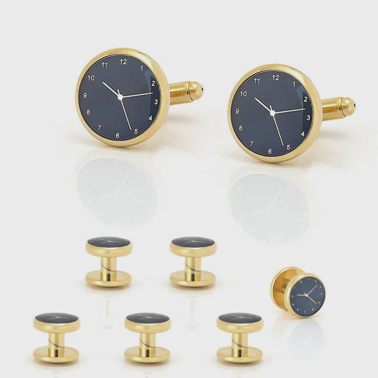 Customized Gold Cufflinks Luxury Tie Clips for Men-Wedding Engagement Party Anniversary Gift Set