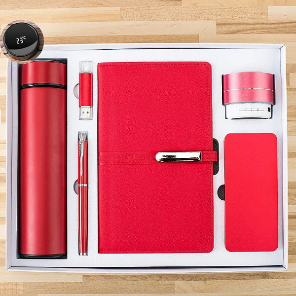Business Gift Set Vacuum Cup + Pen + USB Flash Drive + A5 Notebook + Speaker Giveaways Promotional