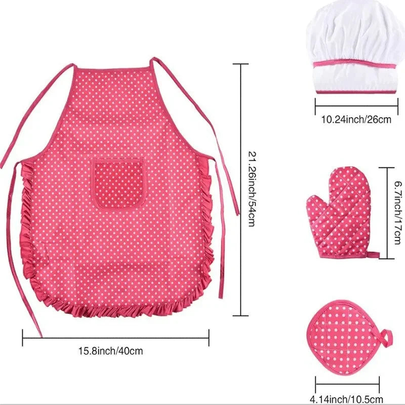 11Pcs/Set Kids Cooking Baking Set Kitchen Pretend Play Toys Includes Apron Chef Hat Mitt & Utensil Birthday Xmas Gifts for Girls