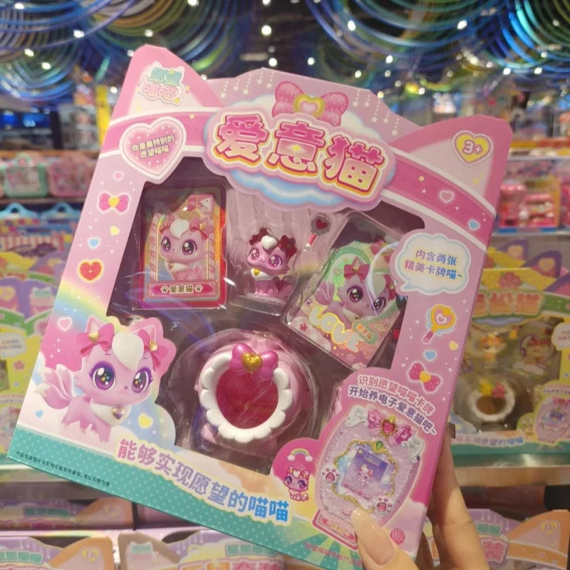Wishful Meow Cat Toy Set Little Girl Birthday Gift Children Play Pretend Love Heart Cat Complete New 2025 Dollhouse Toy
