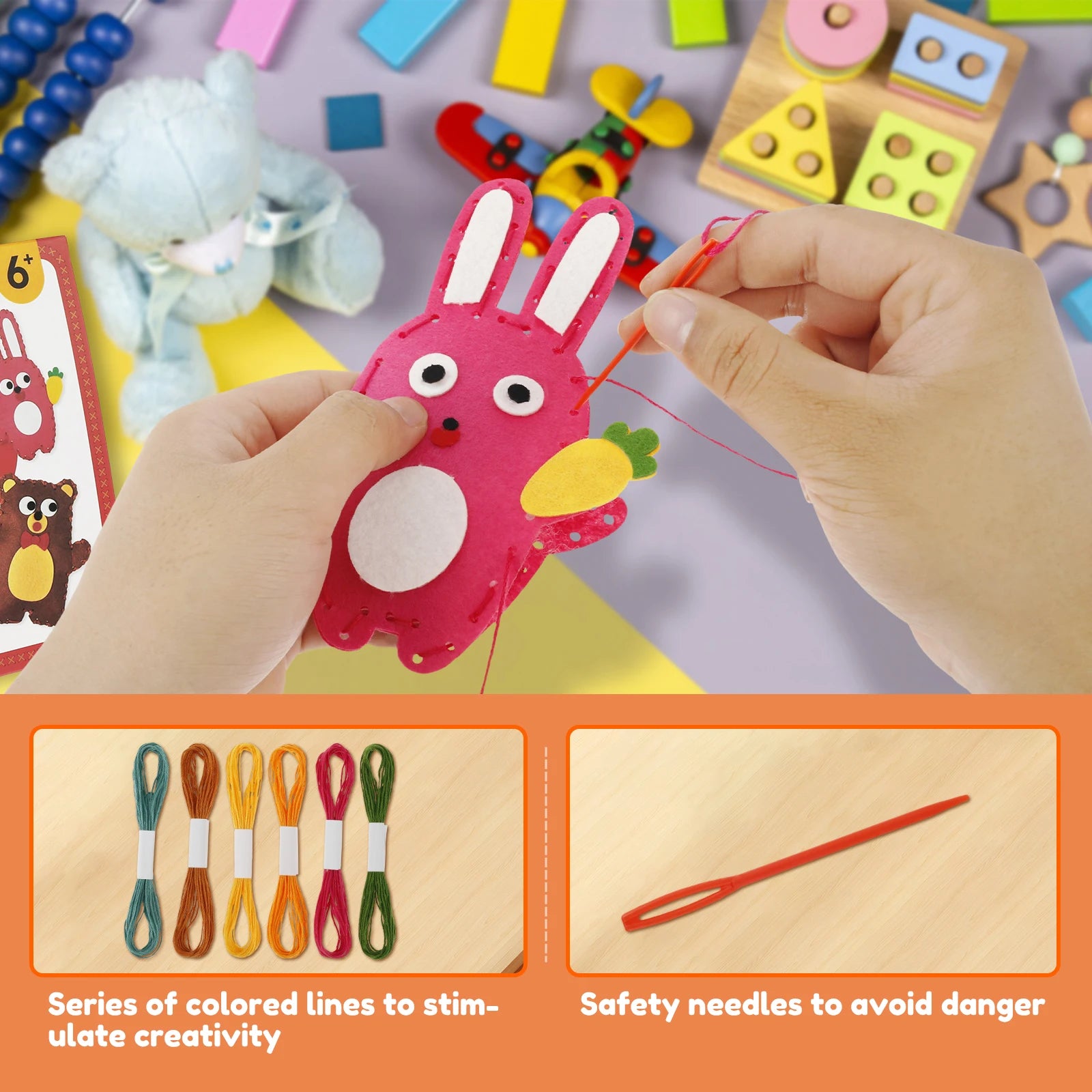 6PCS Sewing Kit for Kids Cute Animal Sewing Craft Set for Beginners DIY Crafting Felt Sewing Kit for Boys Girls Christmas Gifts