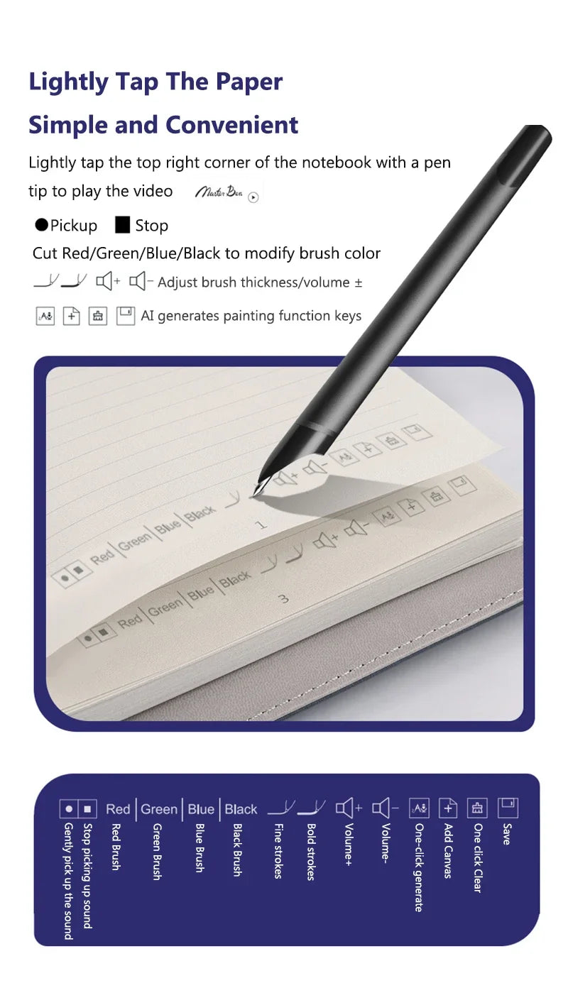 Digital Handwriting Note Book Smart Sync Pen Diary Writing Set AI Cloud Notebook Voice Drawing Bluetooth Real-time Transmission