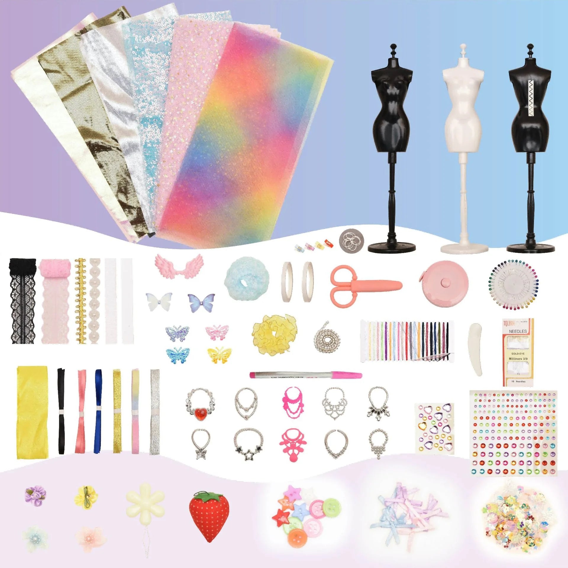 Fashion Design Set Sewing Kit for Kids DIY Princess Dress Clothing Set Handmade Design Kit DIY Toy Collector Gift for Girls