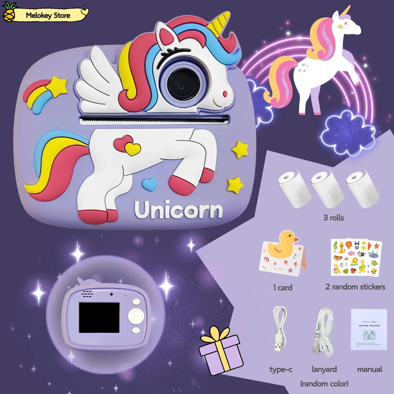 Birthday Gift Set Kids Photo Digital Camera Printer with Games Mini Digital Video Child Instant Print Camera Girl Boy Christmas