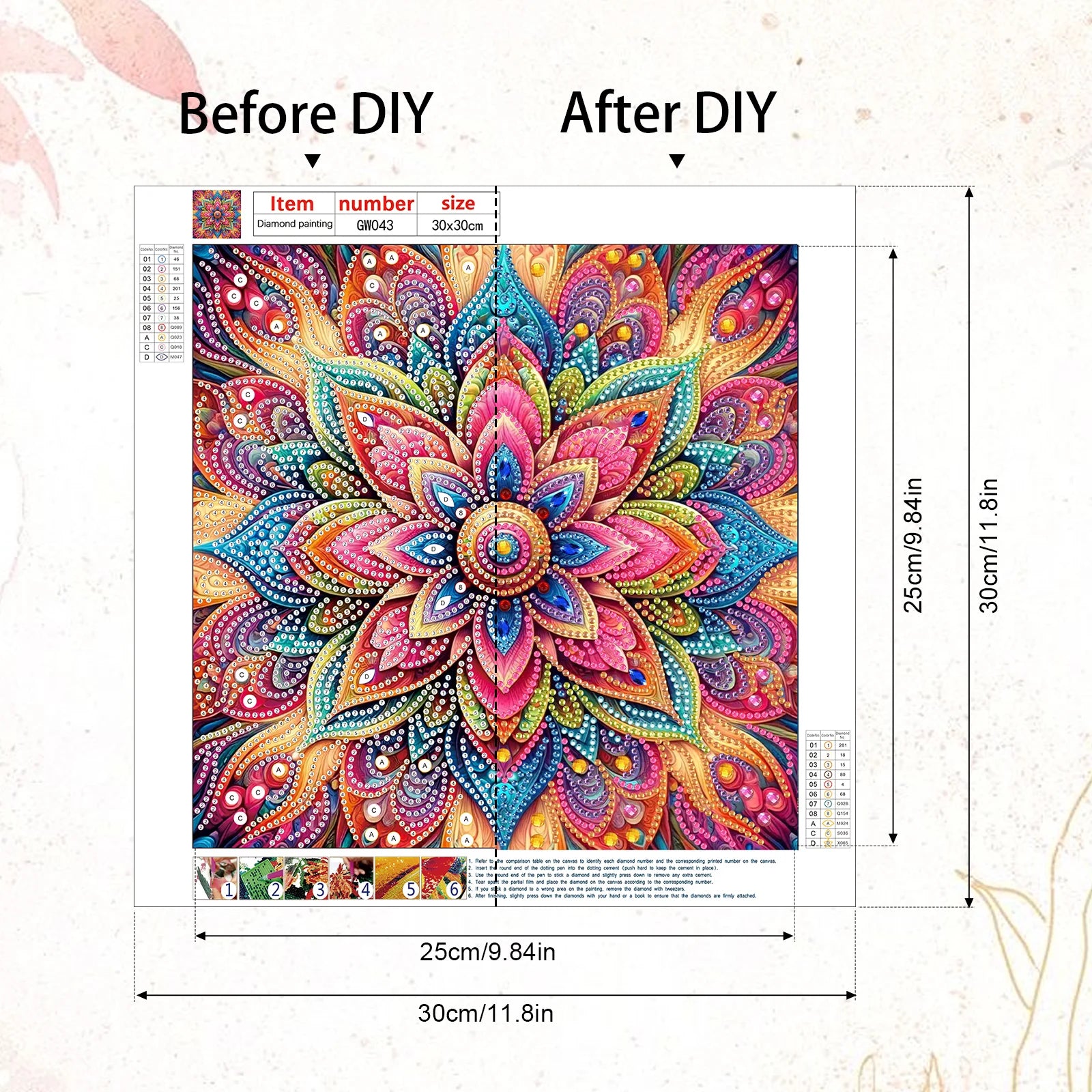 1 DIY special shaped diamond painting mandala for frameless art kit