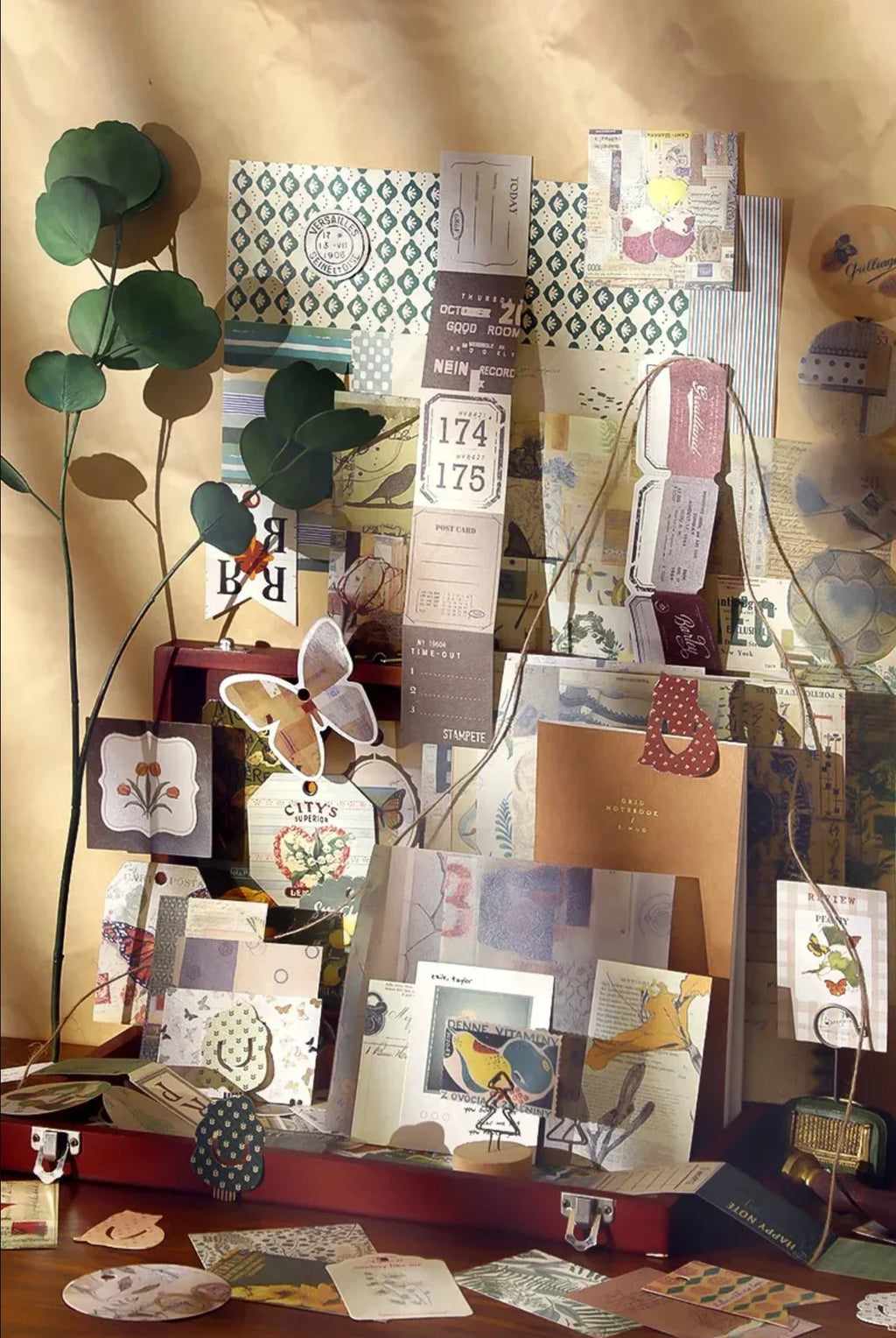 Vintage Scrapbooking Kit with Quote Stickers Gift Set