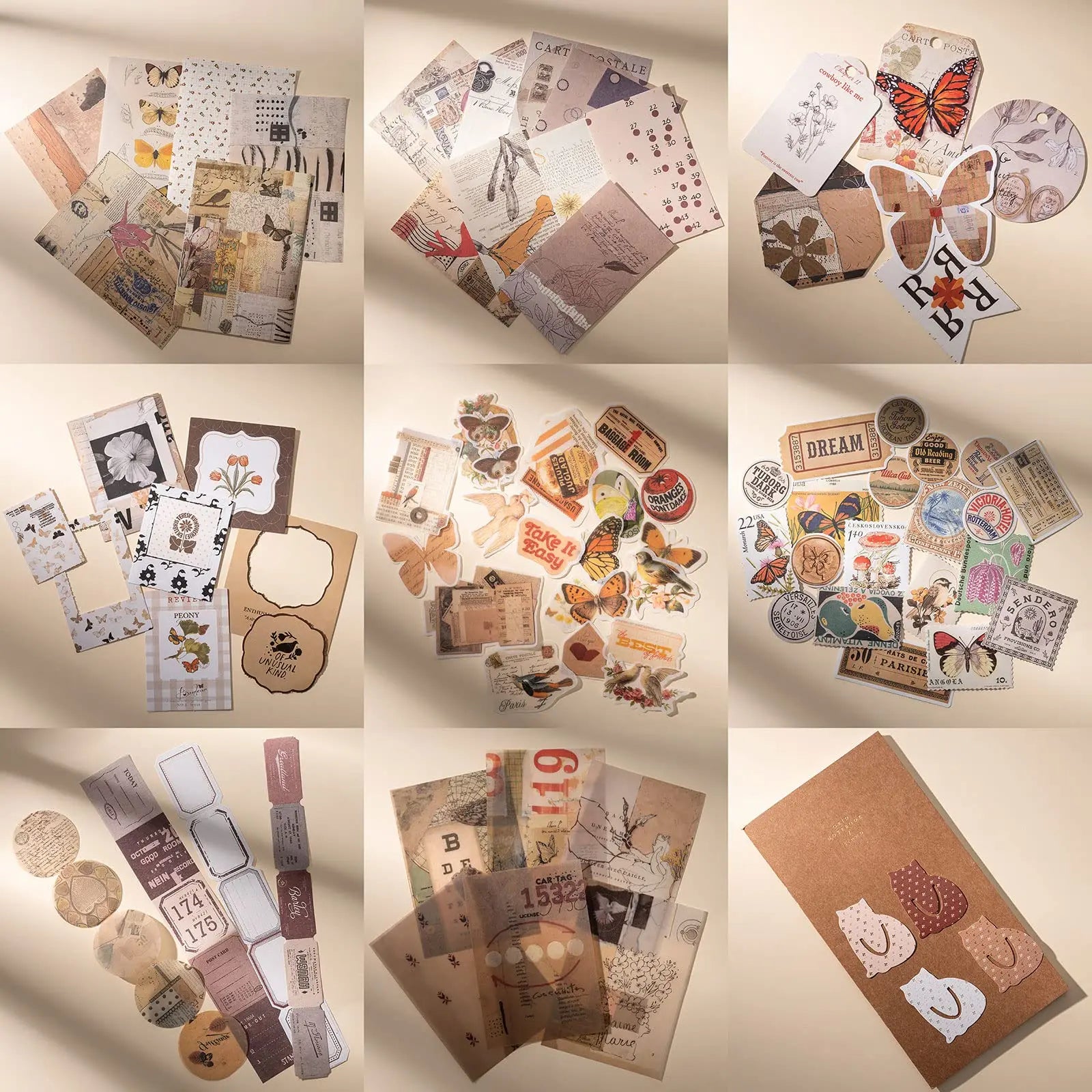 Vintage Scrapbooking Kit with Quote Stickers Gift Set
