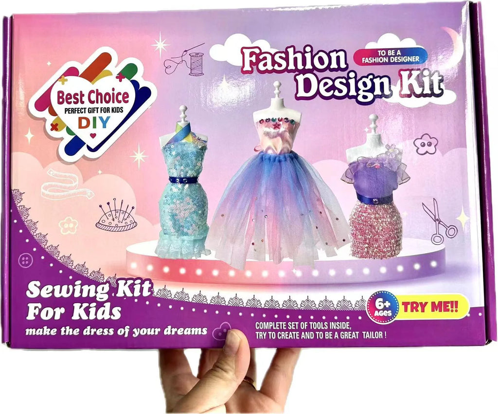 Fashion Design Set Sewing Kit for Kids DIY Princess Dress Clothing Set Handmade Design Kit DIY Toy Collector Gift for Girls