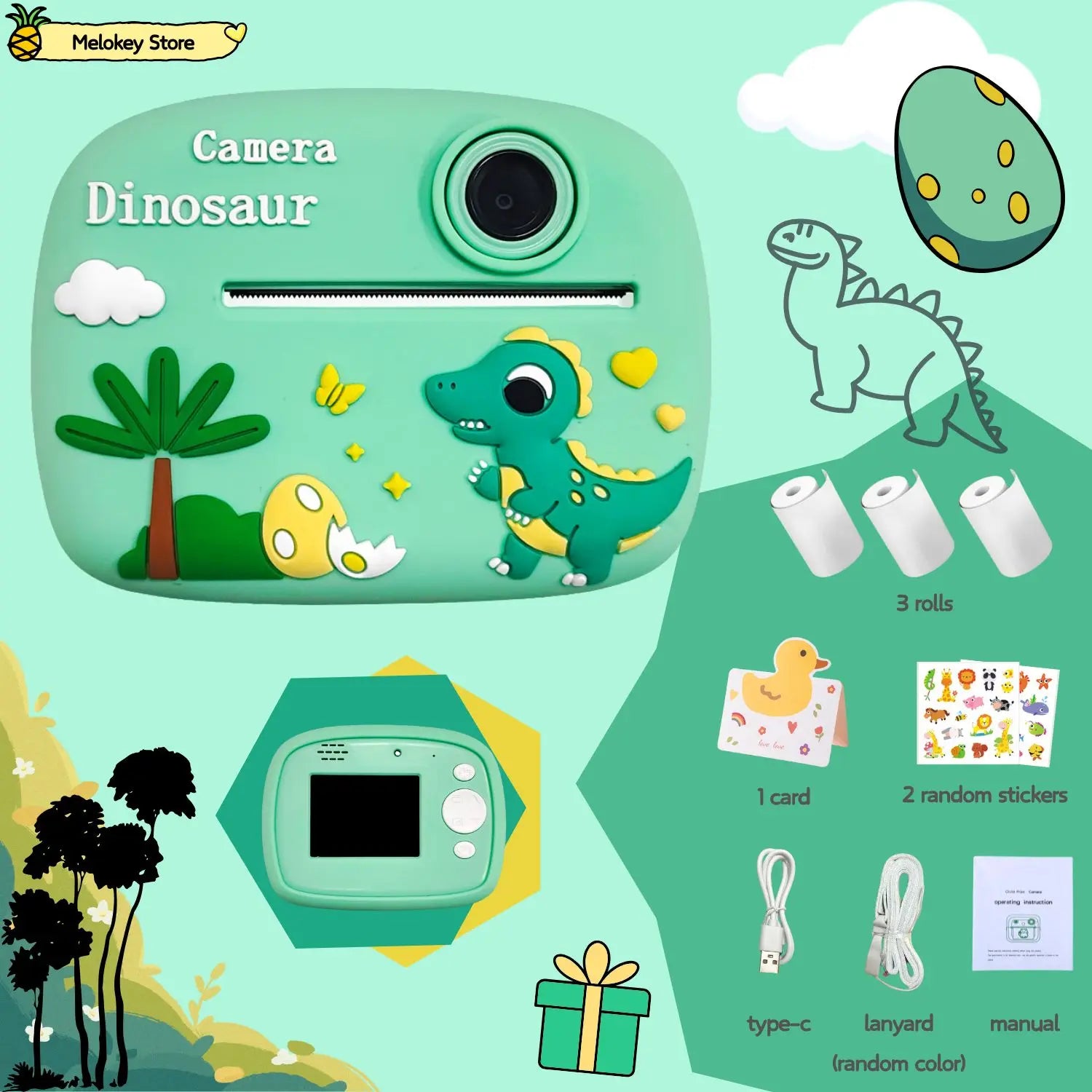 Birthday Gift Set Kids Photo Digital Camera Printer with Games Mini Digital Video Child Instant Print Camera Girl Boy Christmas