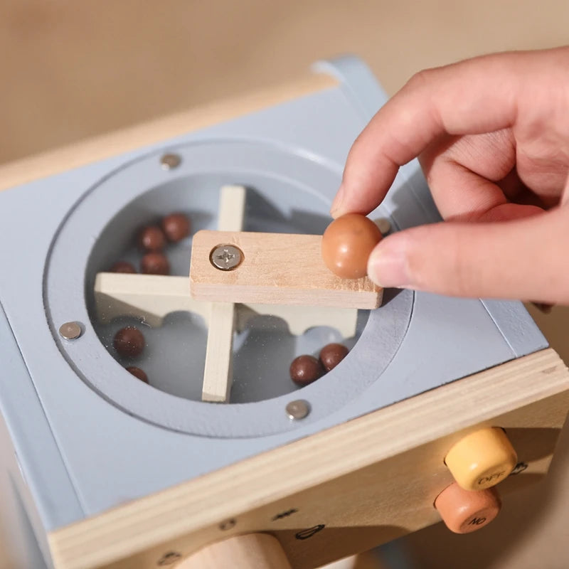 Kids Kitchen Toy Set Wooden Coffee Maker Set Simulation Cookie Maker Kit Pretend Play Educational Toy Block Educational Toy Gift