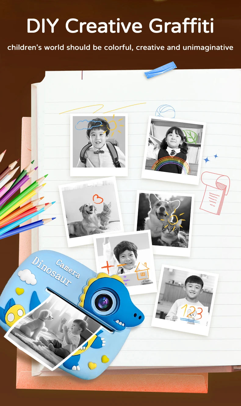 Birthday Gift Set Kids Photo Digital Camera Printer with Games Mini Digital Video Child Instant Print Camera Girl Boy Christmas