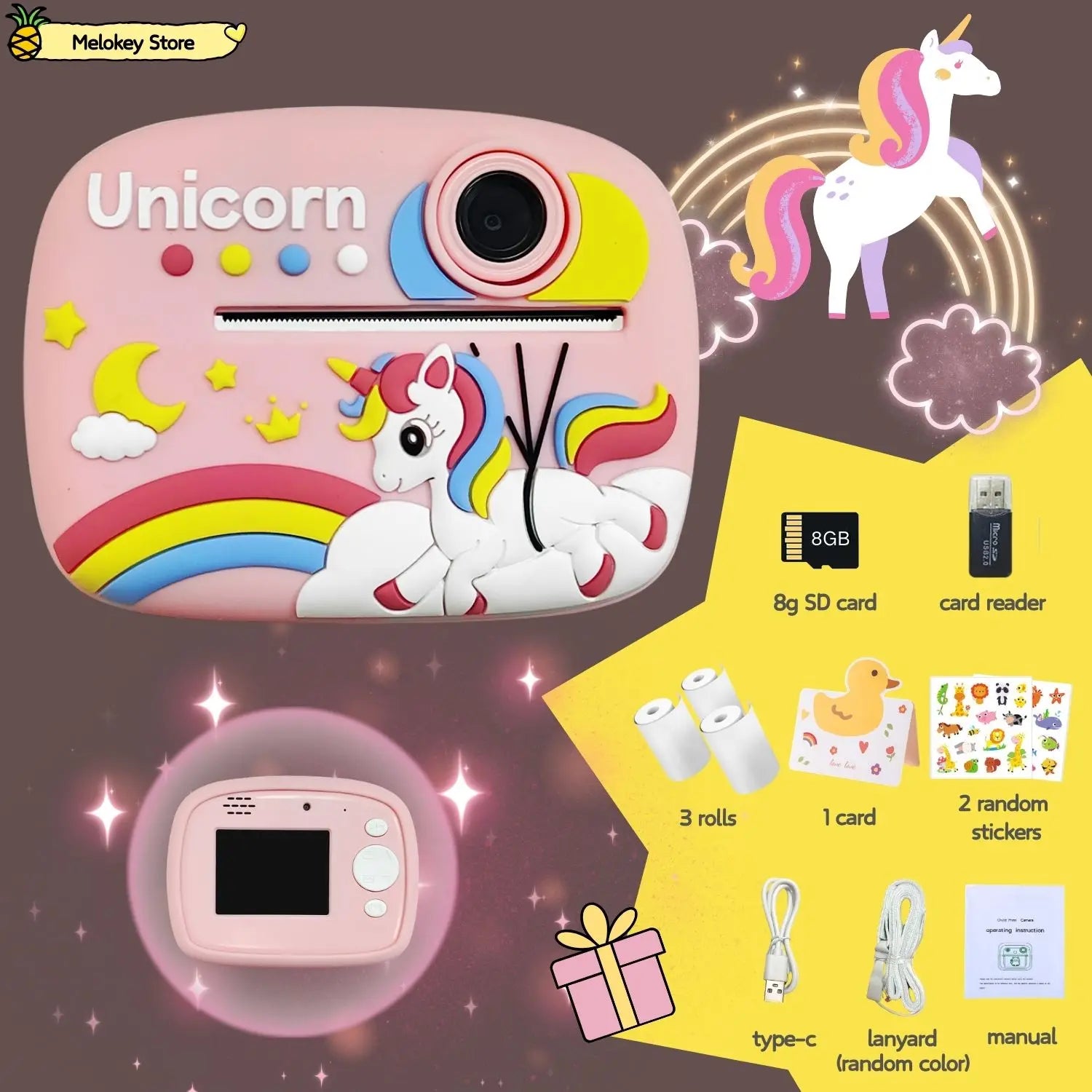 Birthday Gift Set Kids Photo Digital Camera Printer with Games Mini Digital Video Child Instant Print Camera Girl Boy Christmas