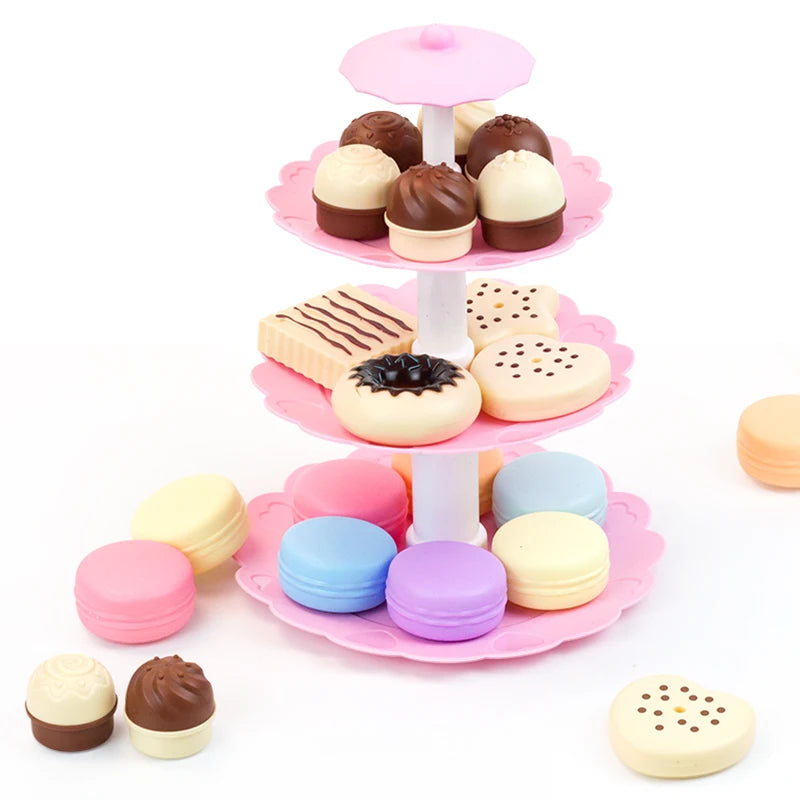 23PCS Children Kitchen Set Birthday Cake Toy Girl Simulation Food Cookies Chocolate Kids Education Play House For 3 Years Gifts