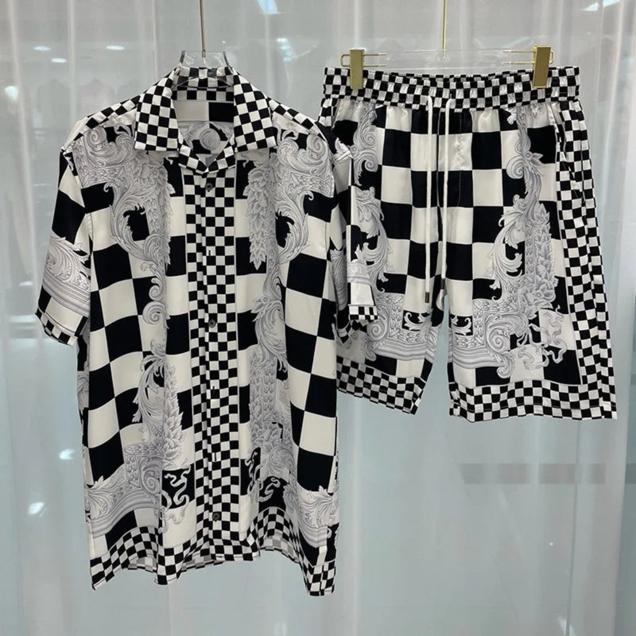 3D printed Beach Short Sleeved Shirt Shorts Set