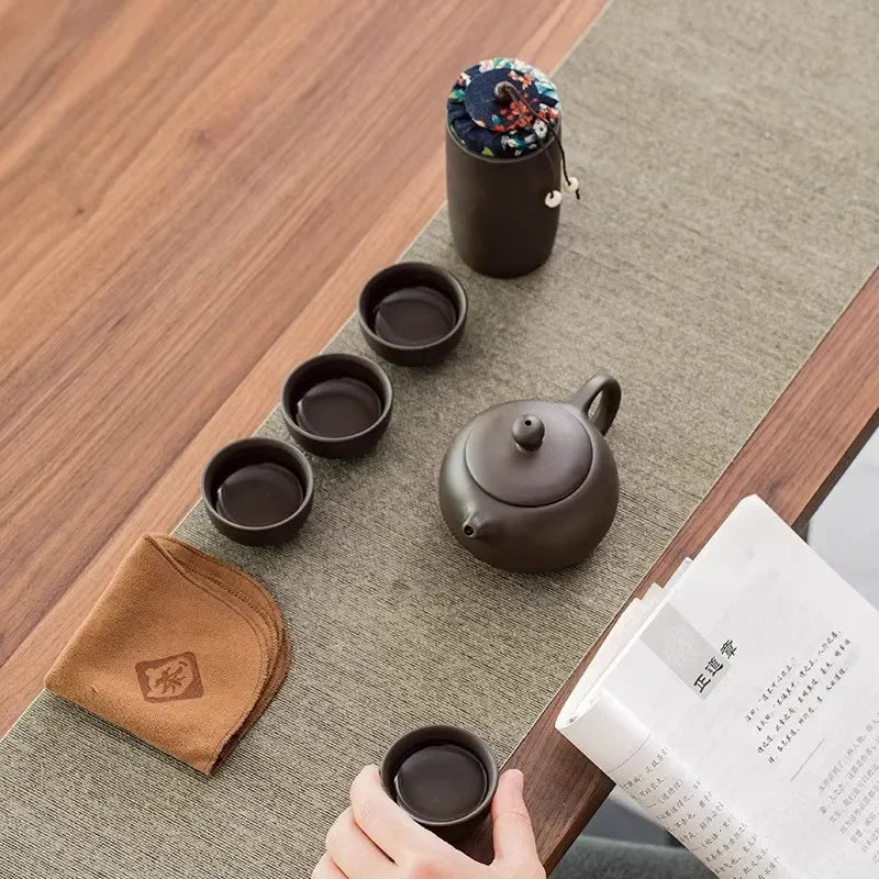 Portable tea set with travel case