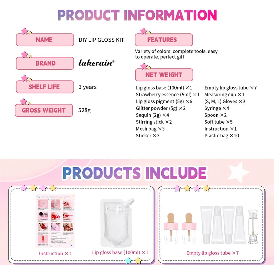 Kids DIY Lip Gloss Making Kit Creative Fun Makeup Set With Multiple Colors Easy To Use Tools Perfect Gift For Children