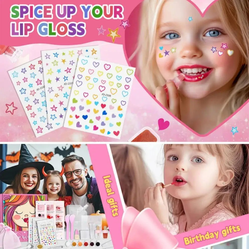 Kids DIY Lip Gloss Making Kit Creative Fun Makeup Set With Multiple Colors Easy To Use Tools Perfect Gift For Children