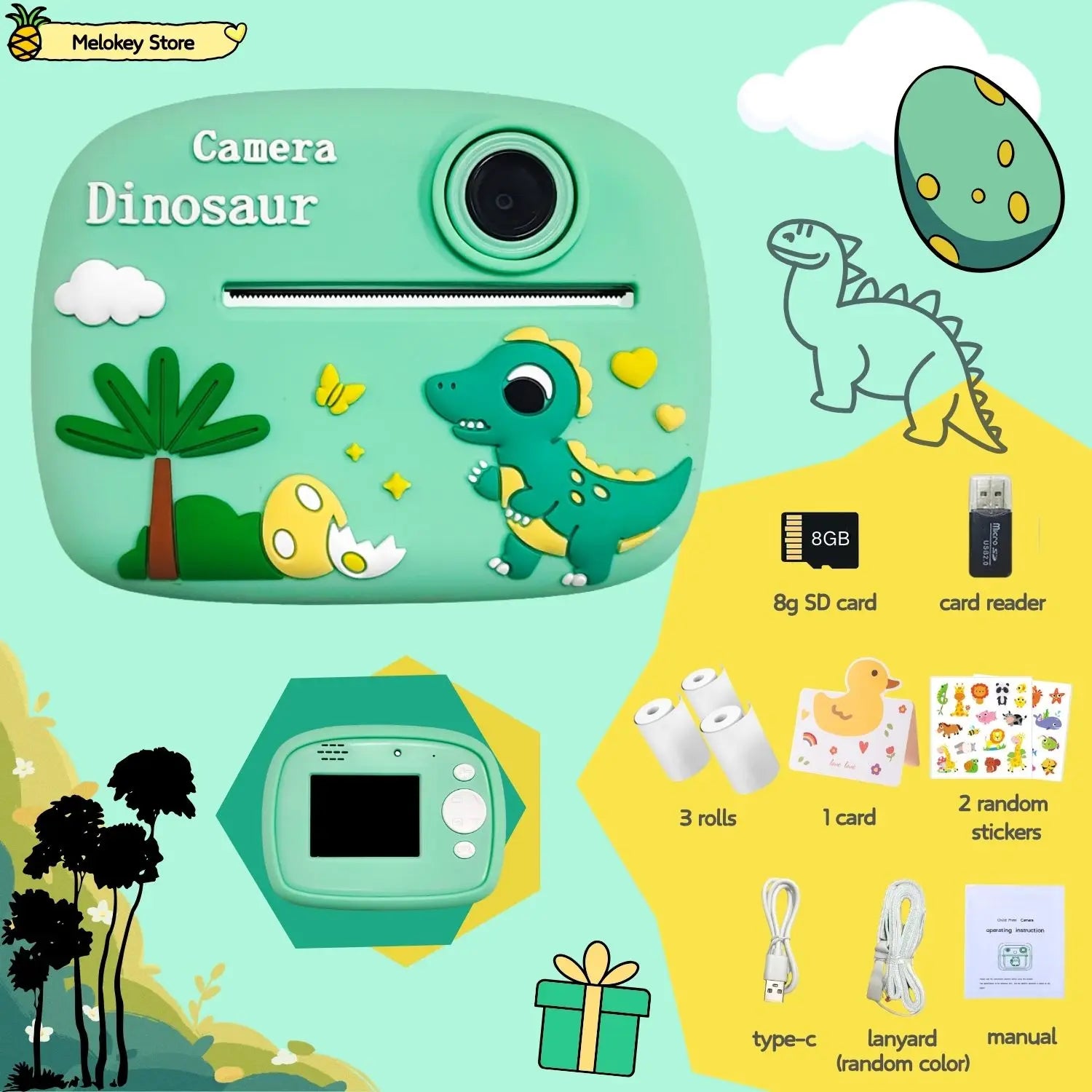 Birthday Gift Set Kids Photo Digital Camera Printer with Games Mini Digital Video Child Instant Print Camera Girl Boy Christmas