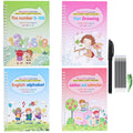 4 Books English Copybook Pen Magic Copy Book Auto Disappear Ink Children Writing Sticker Practice for Kids Enlightenment Gift