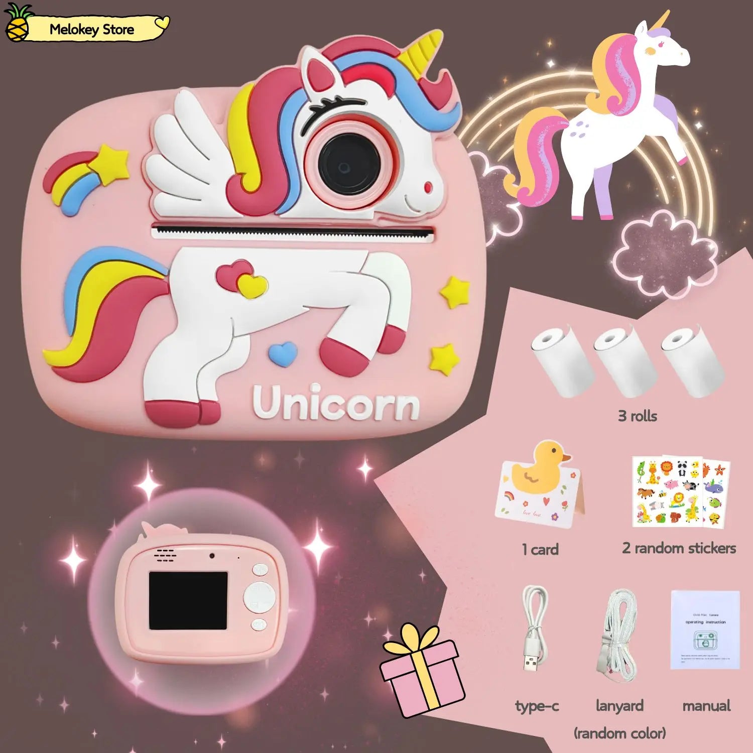 Birthday Gift Set Kids Photo Digital Camera Printer with Games Mini Digital Video Child Instant Print Camera Girl Boy Christmas