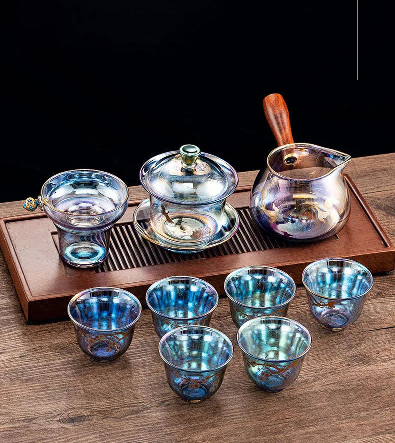 Colorful Glass Teacup Set