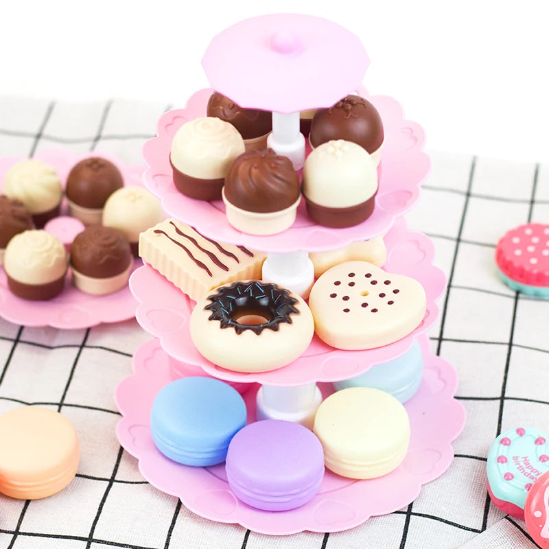 23PCS Children Kitchen Set Birthday Cake Toy Girl Simulation Food Cookies Chocolate Kids Education Play House For 3 Years Gifts