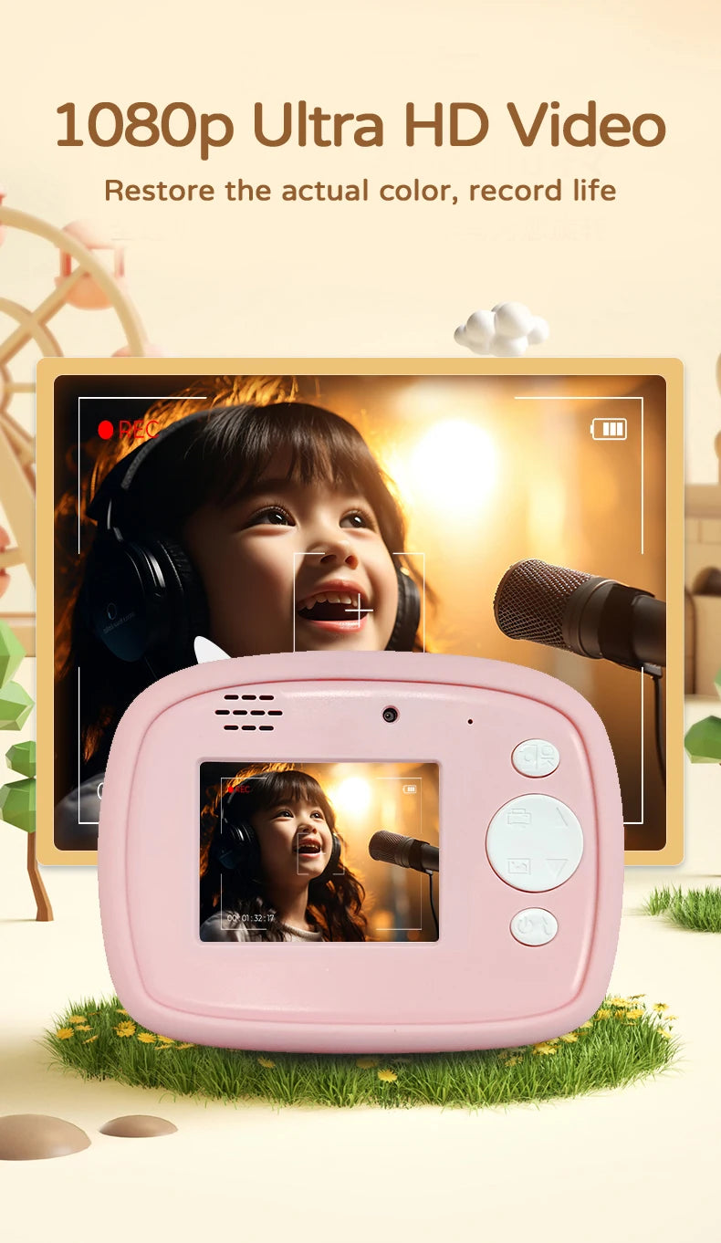 Birthday Gift Set Kids Photo Digital Camera Printer with Games Mini Digital Video Child Instant Print Camera Girl Boy Christmas