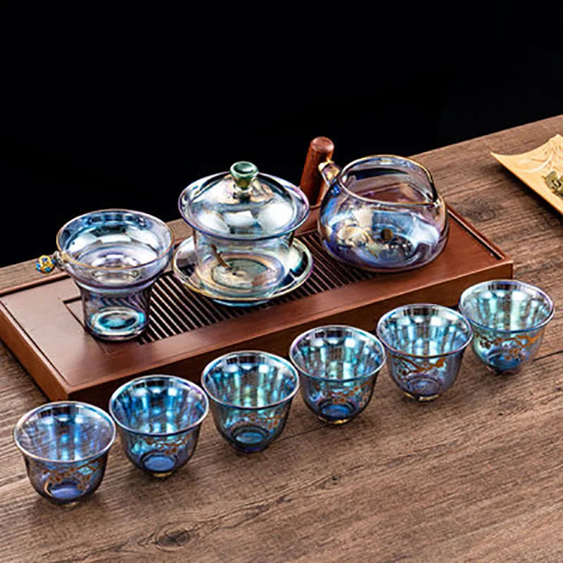 Colorful Glass Teacup Set