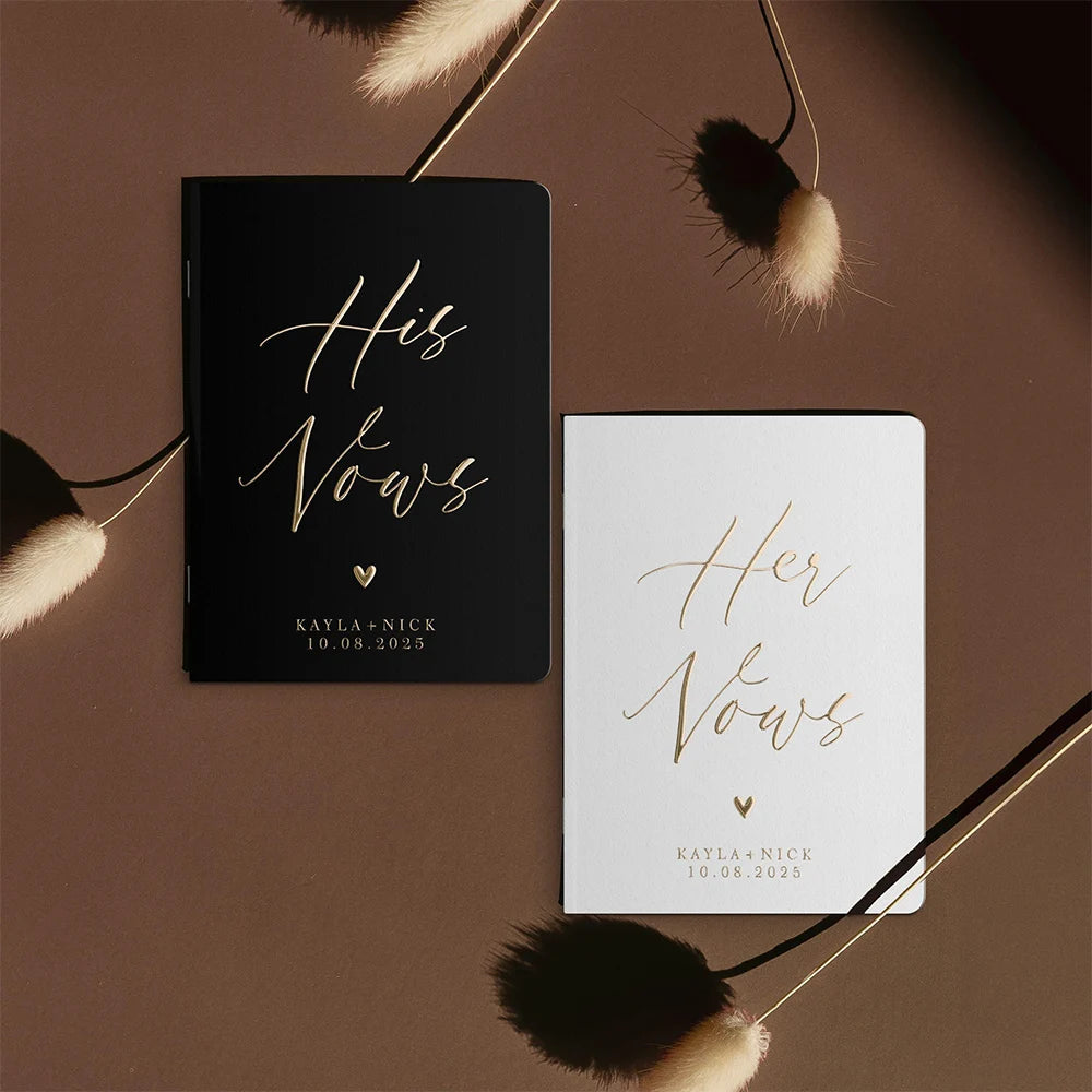 Personalized Wedding Vow Books Her Vows His Vows Custom Wedding Vow Book with Name and/or Date Set of 2 Promises Books