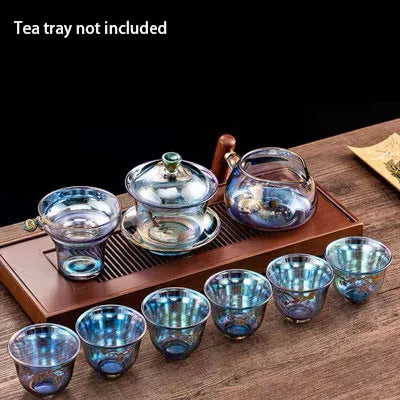 Colorful Glass Teacup Set