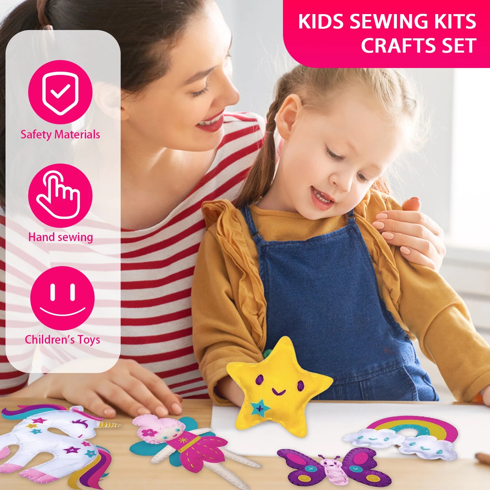 9/8/5Pcs Kids Sewing Kit DIY Felt Sewing Craft Kit Preschool Educational Toy Plush Animals For Kids Beginners Art Christmas Gift