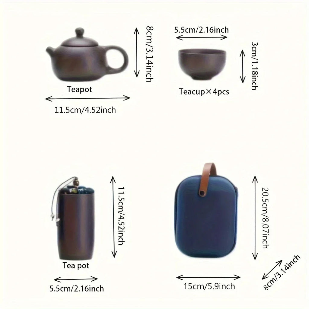 Portable tea set with travel case