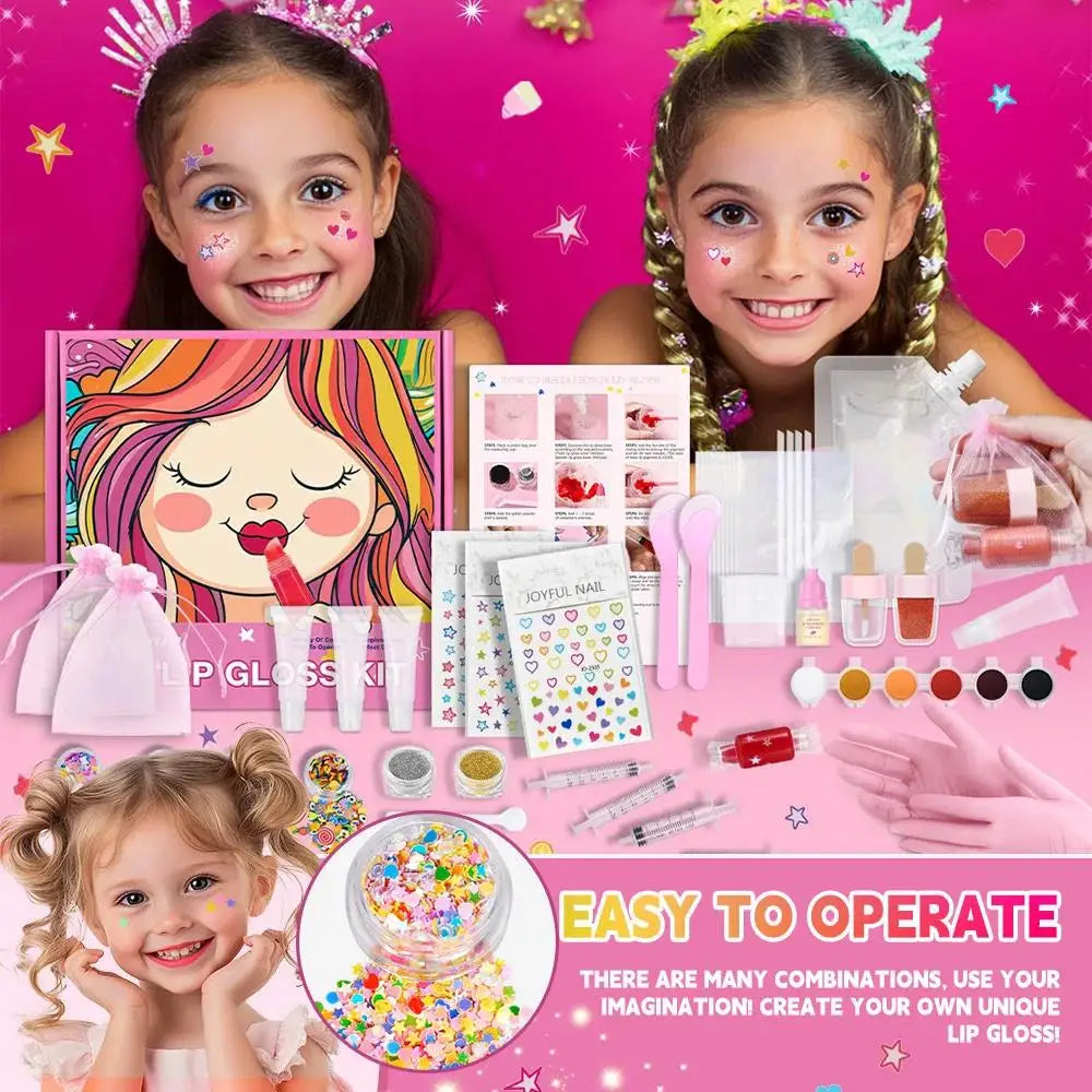 Kids DIY Lip Gloss Making Kit Creative Fun Makeup Set With Multiple Colors Easy To Use Tools Perfect Gift For Children
