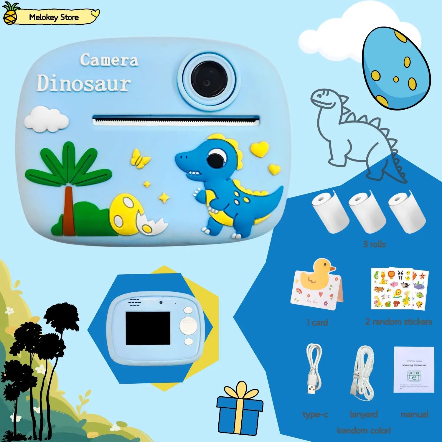 Birthday Gift Set Kids Photo Digital Camera Printer with Games Mini Digital Video Child Instant Print Camera Girl Boy Christmas