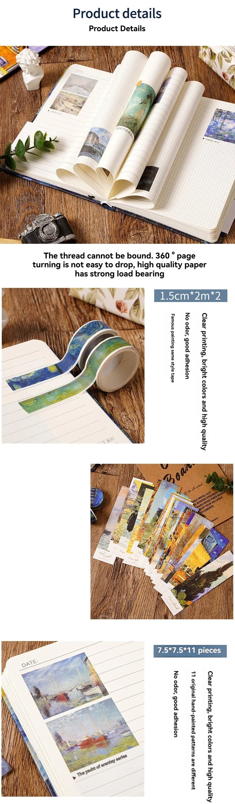 Vintage Handbook Gift Box for Students And Teachers Van Gogh Monet Oil Painting Art Handbook Material Set