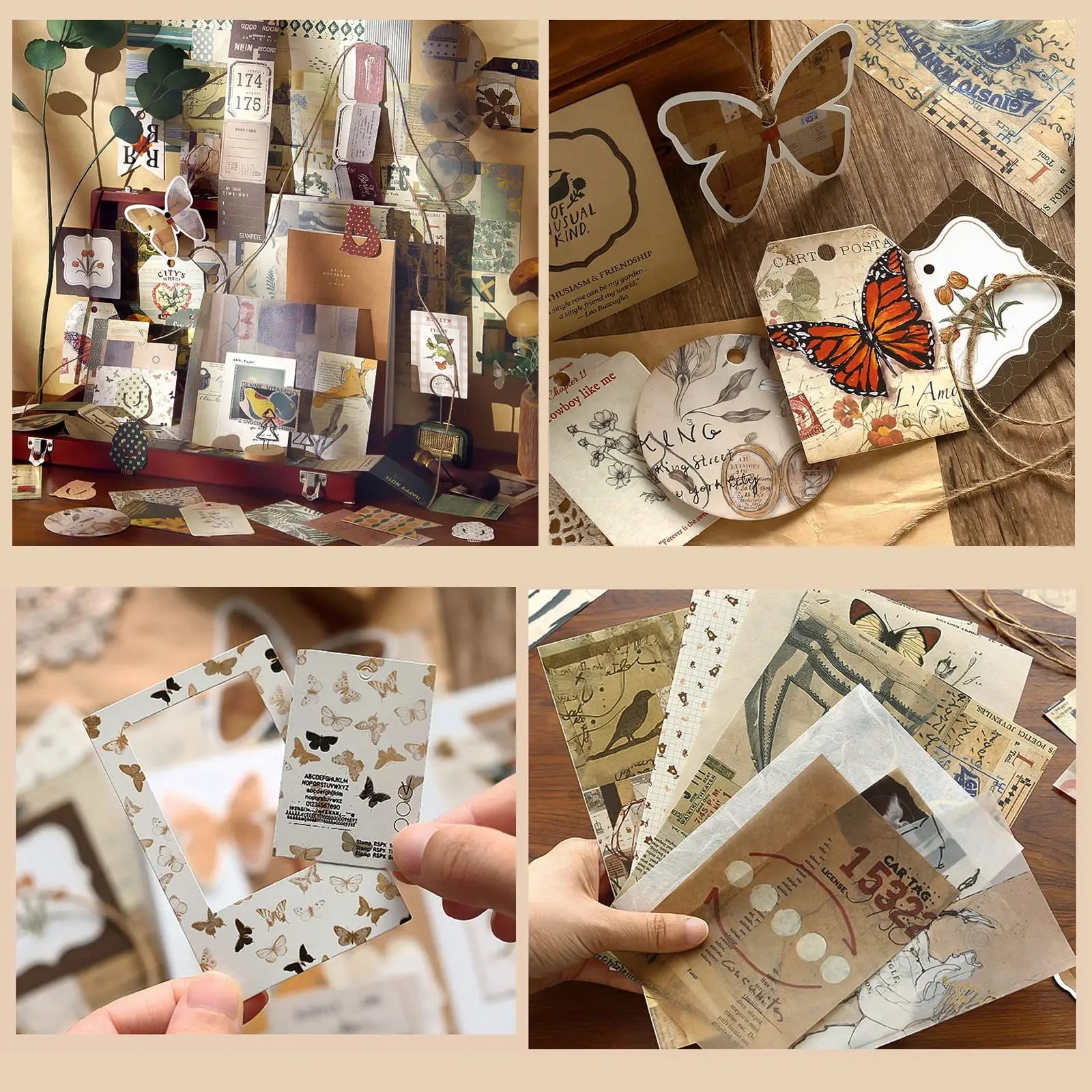 Vintage Scrapbooking Kit with Quote Stickers Gift Set