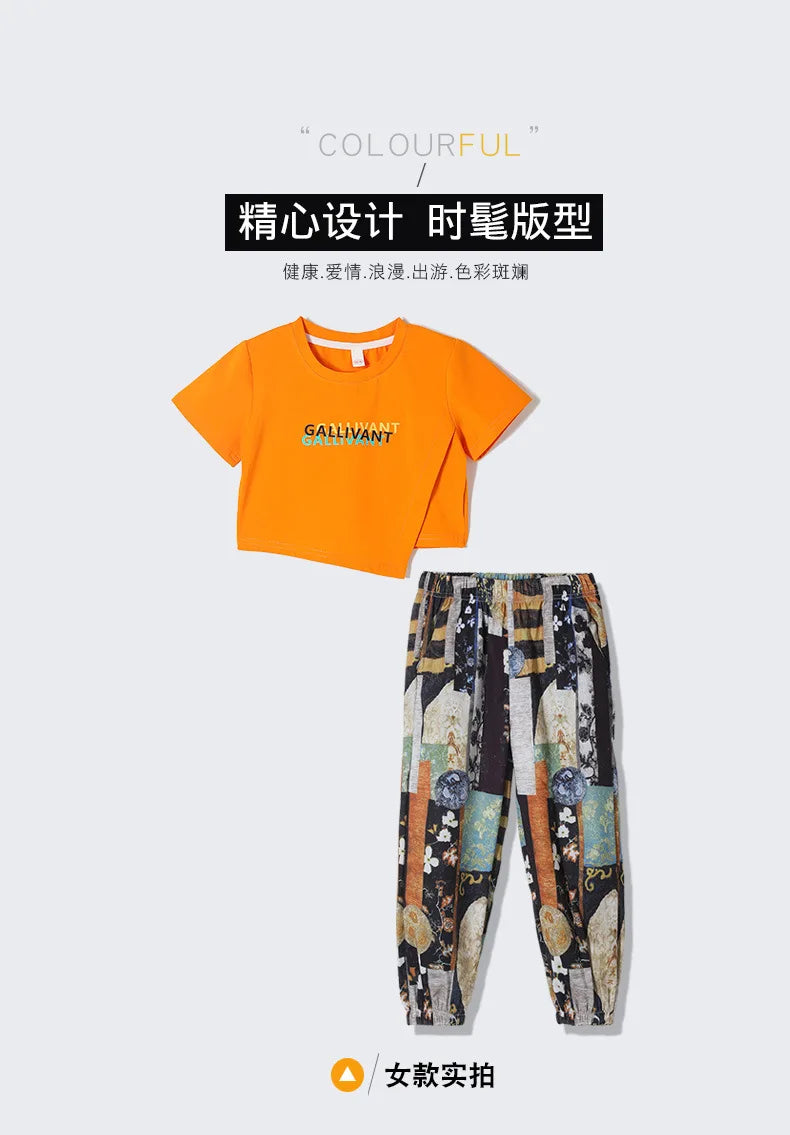Family Matching Sets Mom Daughter Pants and T Shirt 2 Pieces Suit Dad Son Tops Shorts Two Piece Outfits Parent-child Clothing