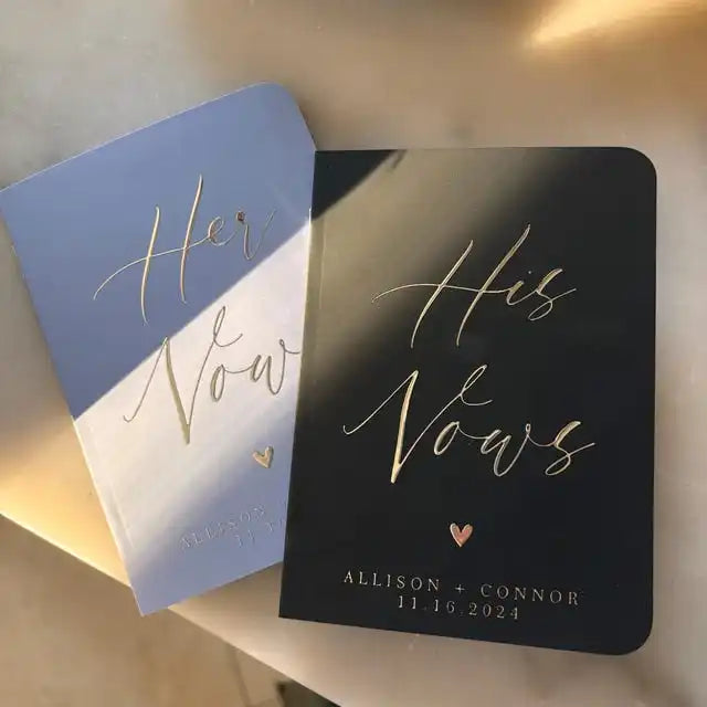Personalized Wedding Vow Books Her Vows His Vows Custom Wedding Vow Book with Name and/or Date Set of 2 Promises Books