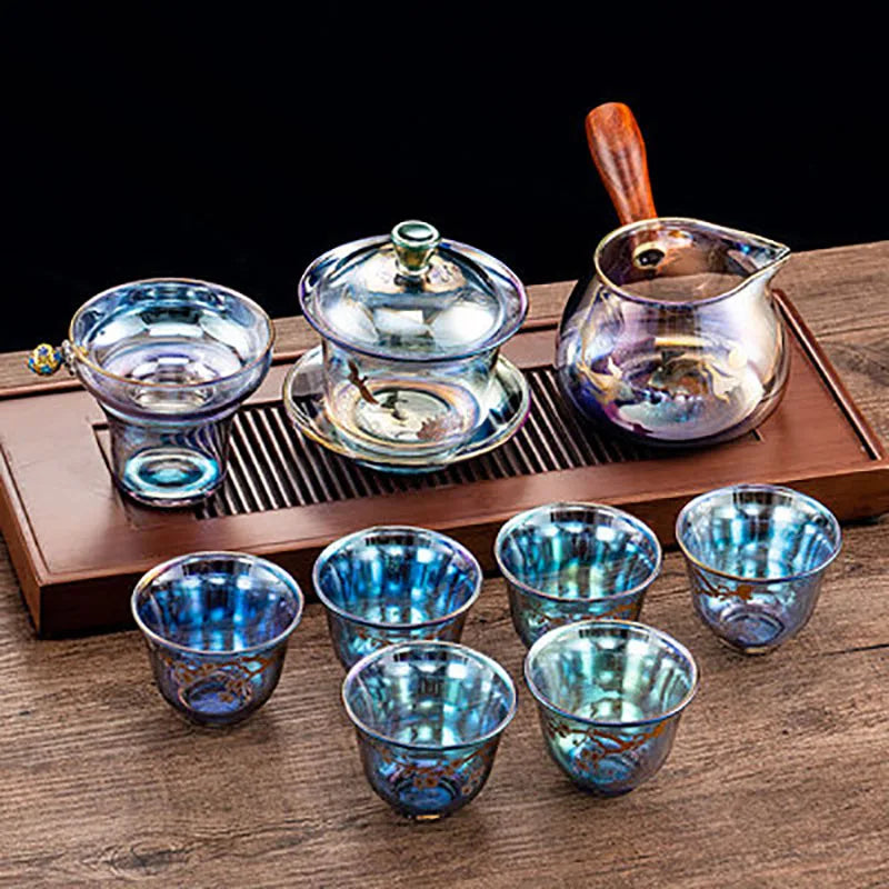 Colorful Glass Teacup Set