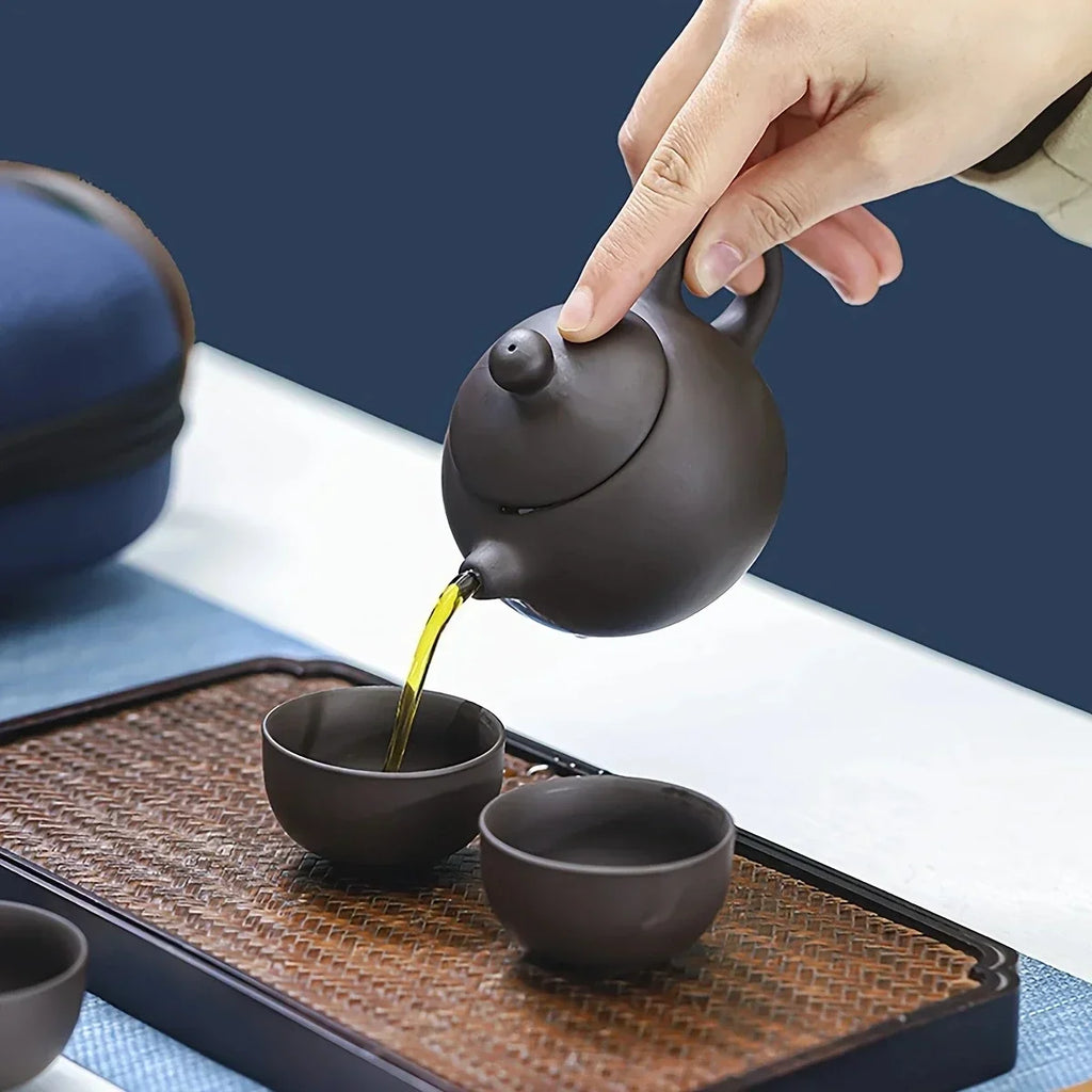 Portable tea set with travel case
