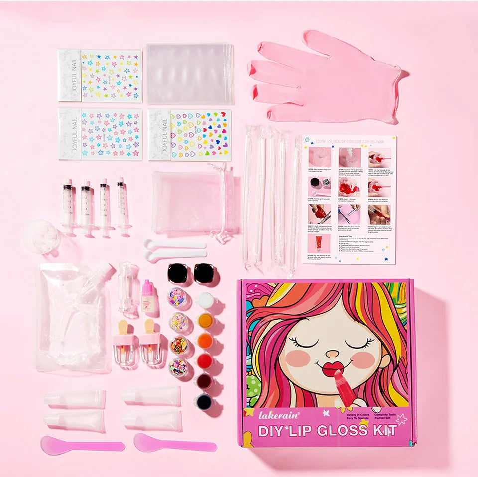 Kids DIY Lip Gloss Making Kit Creative Fun Makeup Set With Multiple Colors Easy To Use Tools Perfect Gift For Children