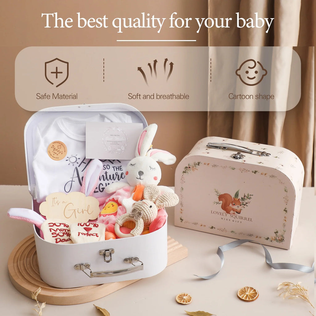 Premium Baby Girl Gift Basket Set - Perfect for Baby Shower Baby Birth, Includes Clothes, Toys & More Photography Accessories
