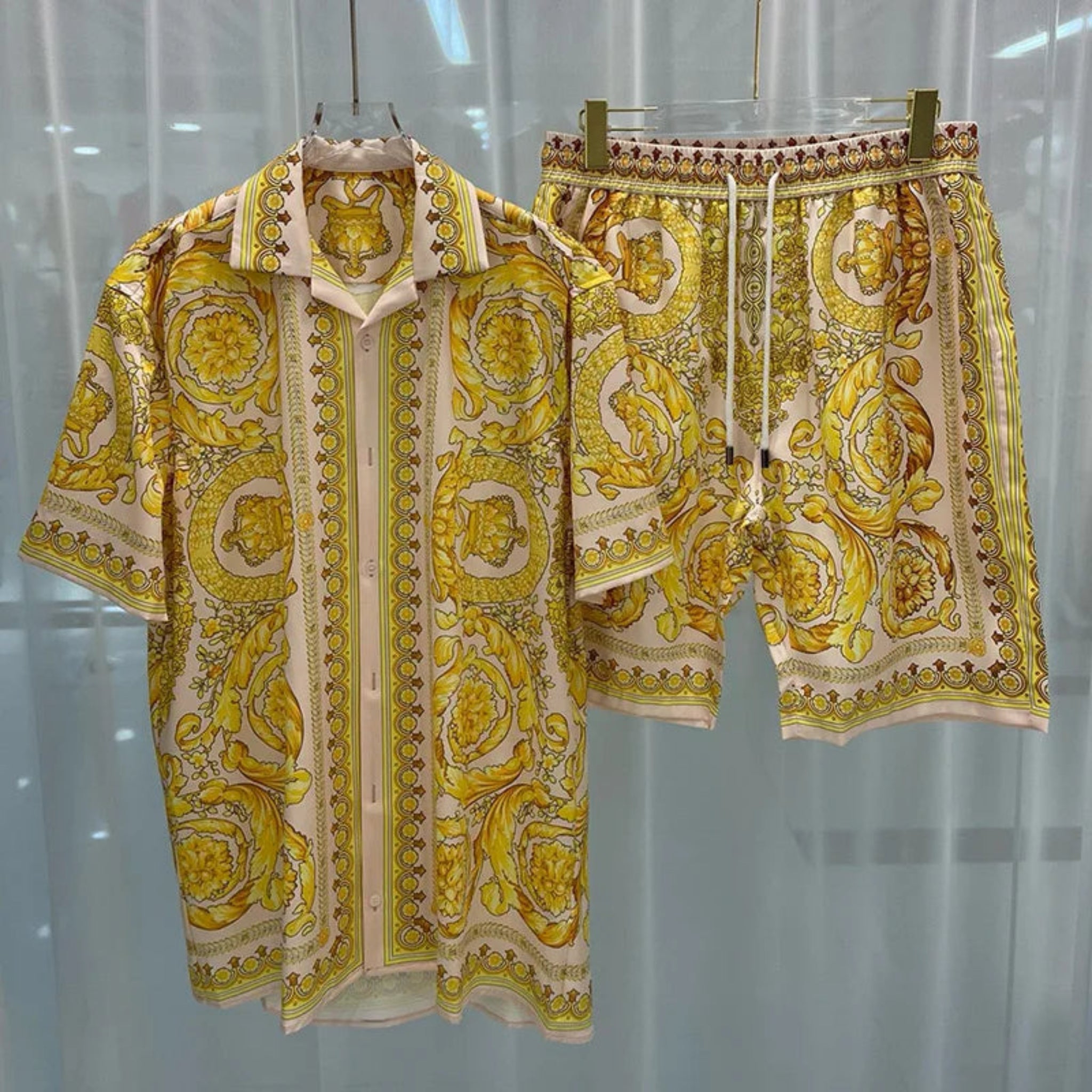 3D printed Beach Short Sleeved Shirt Shorts Set