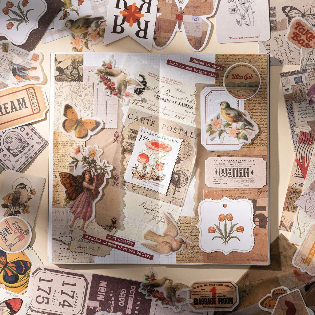 Vintage Scrapbooking Kit with Quote Stickers Gift Set