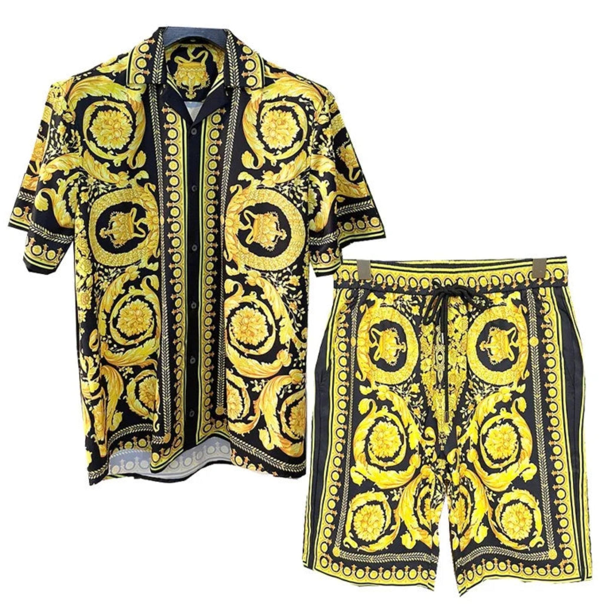 3D printed Beach Short Sleeved Shirt Shorts Set